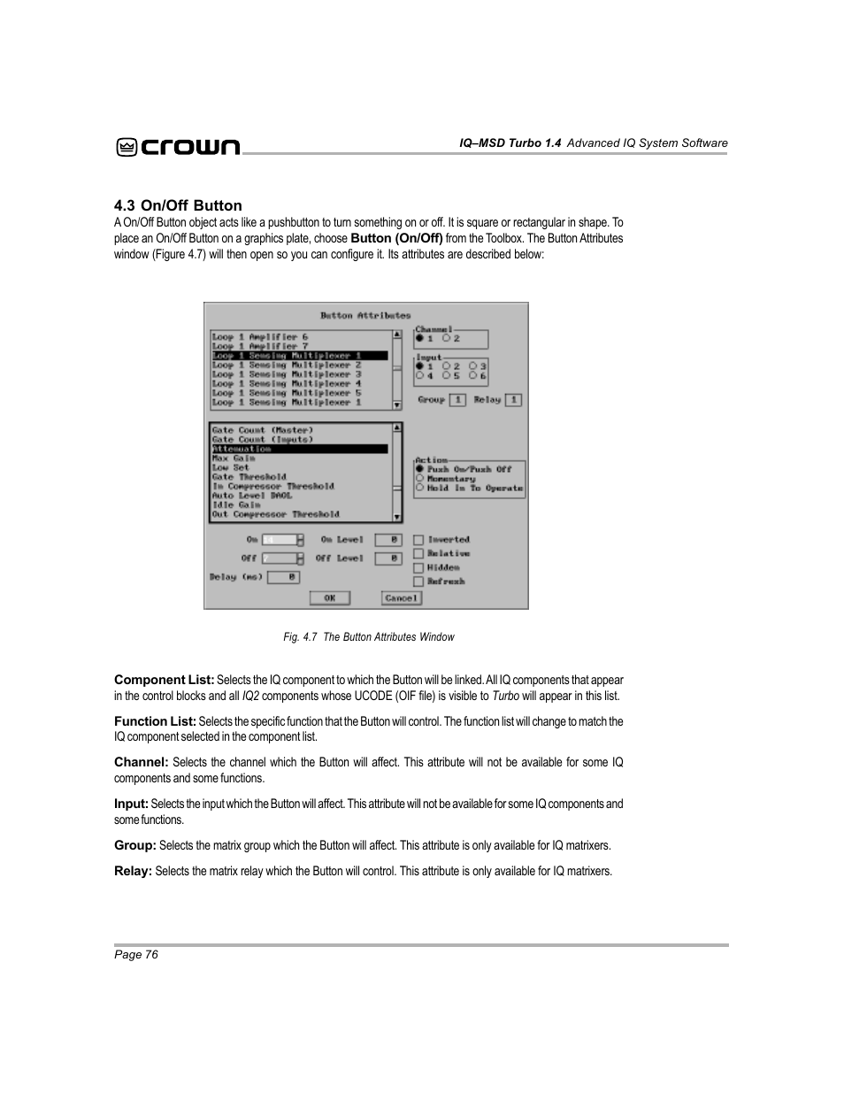 Crown Audio IQ-MSD Turbo Software User Manual | Page 76 / 222