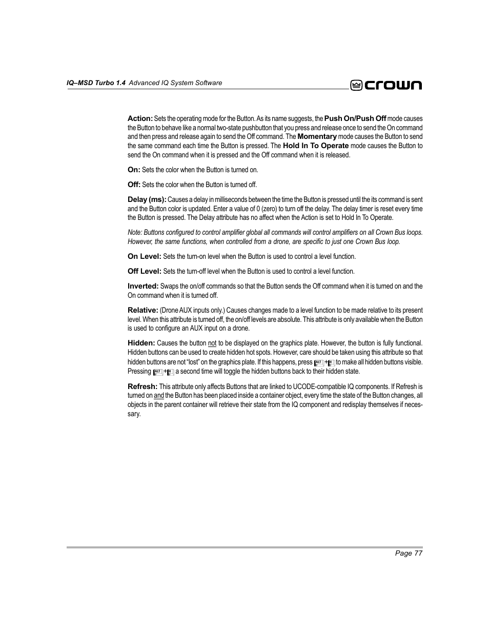 Crown Audio IQ-MSD Turbo Software User Manual | Page 77 / 222