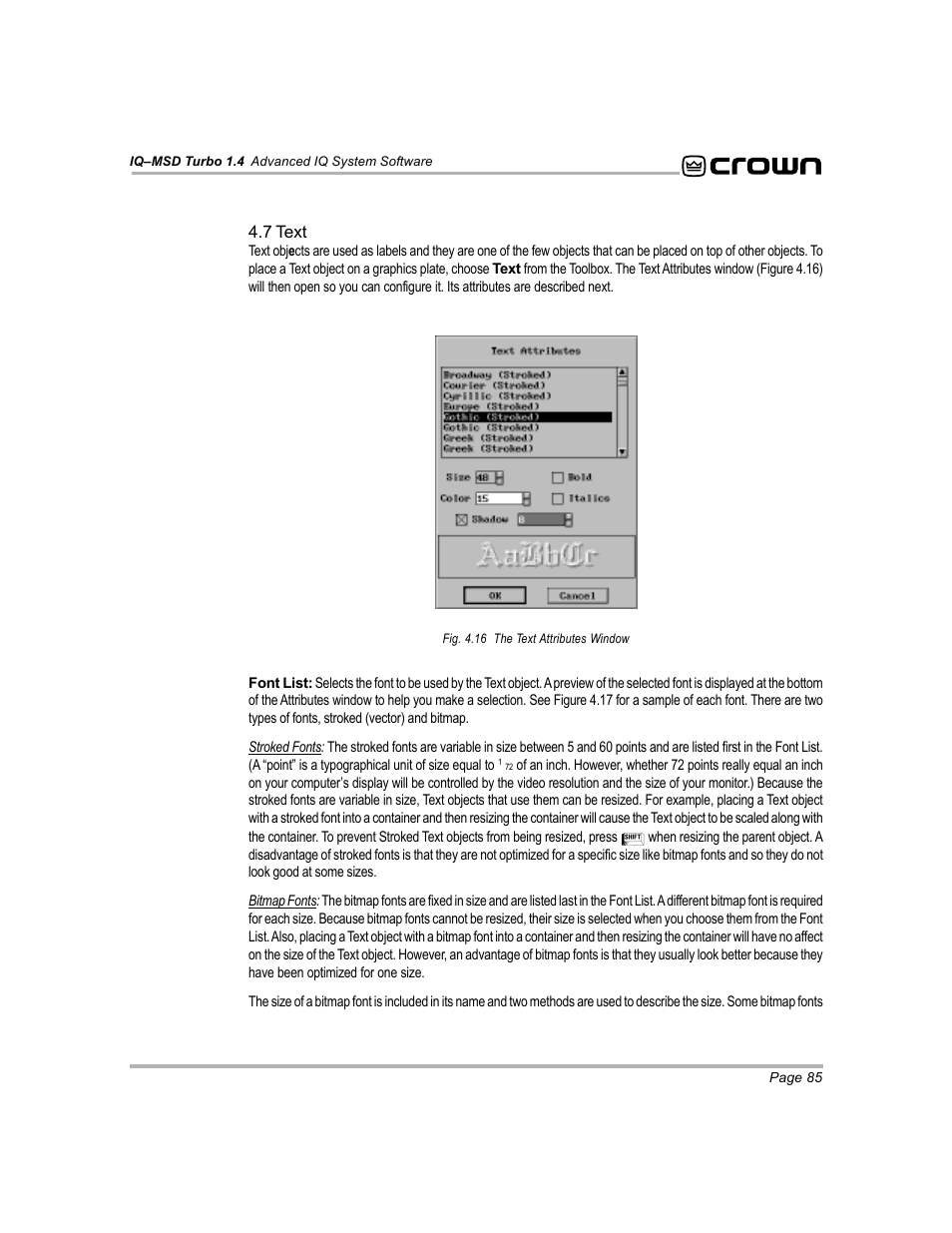 7 text | Crown Audio IQ-MSD Turbo Software User Manual | Page 85 / 222