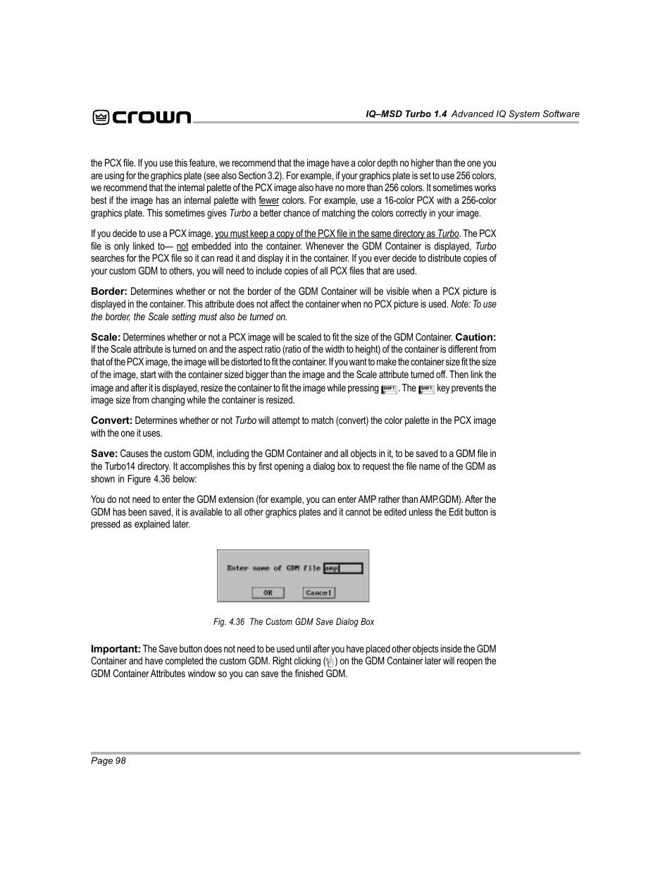 Crown Audio IQ-MSD Turbo Software User Manual | Page 98 / 222