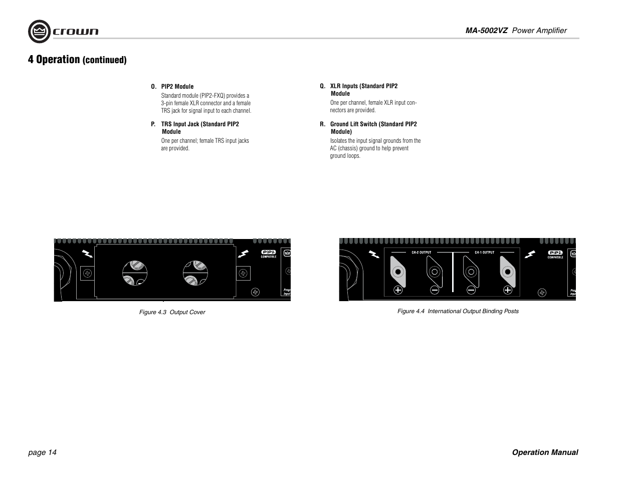 4 operation, Continued) | Crown Audio Macro-Tech MA5002VZ User Manual | Page 14 / 28