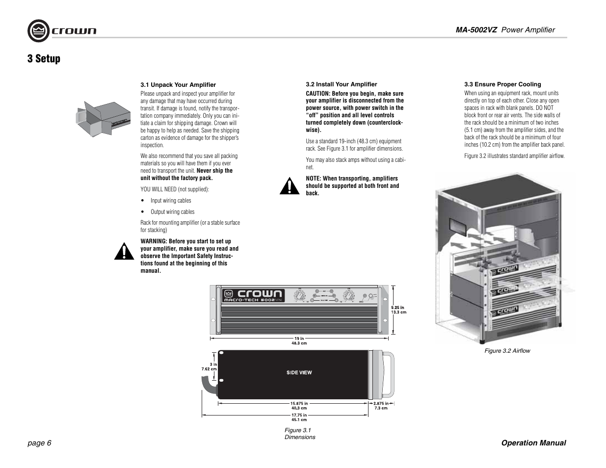 3 setup | Crown Audio Macro-Tech MA5002VZ User Manual | Page 6 / 28
