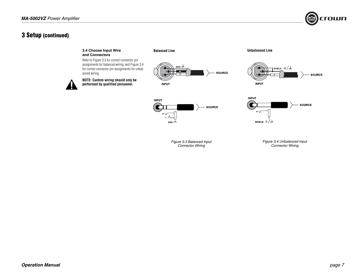 3 setup, Continued) | Crown Audio Macro-Tech MA5002VZ User Manual | Page 7 / 28