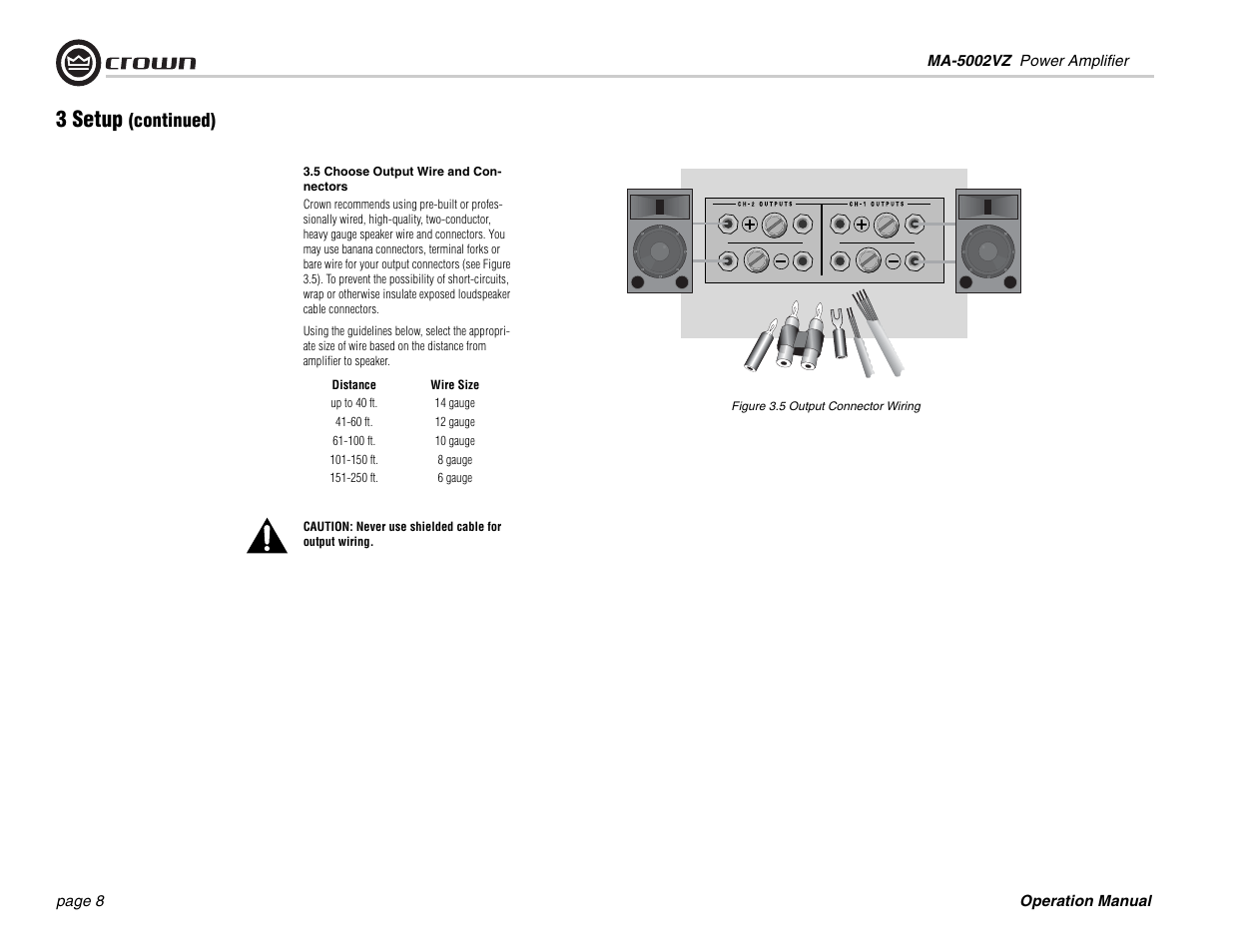 3 setup, Continued) | Crown Audio Macro-Tech MA5002VZ User Manual | Page 8 / 28