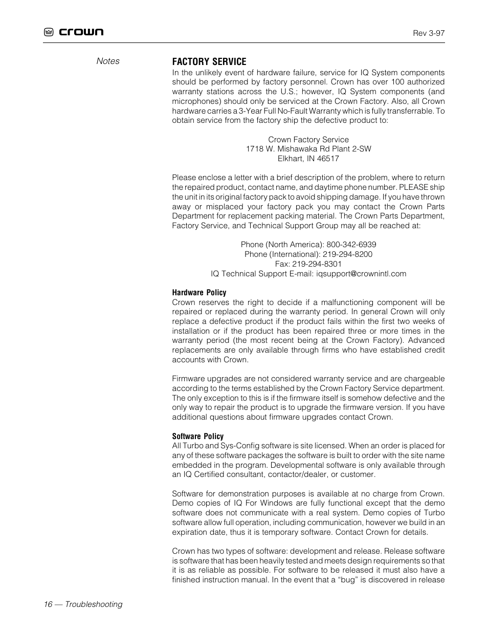 Crown Audio IQ System User Manual | Page 16 / 18