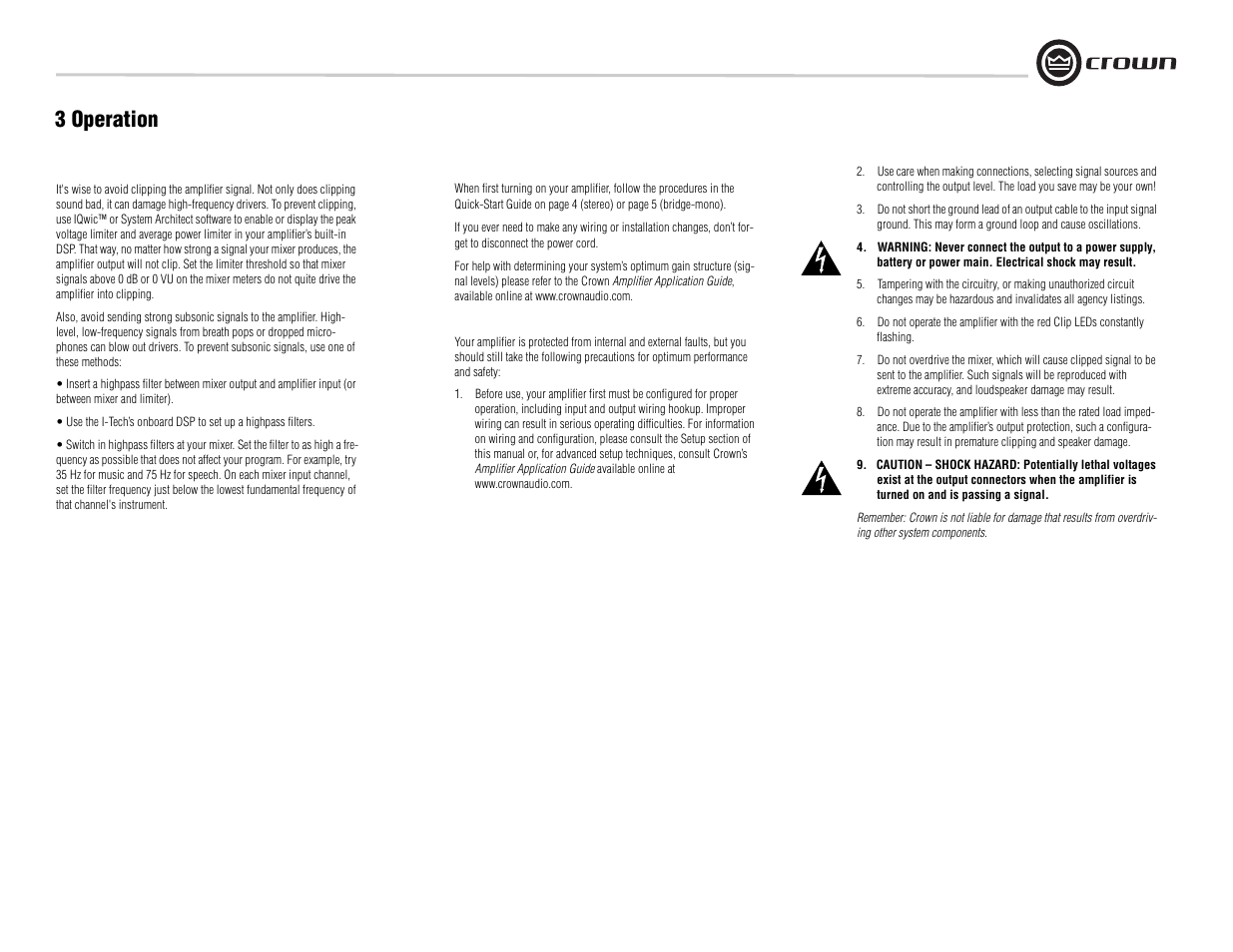 3 operation | Crown Audio I-Tech I-T8000 User Manual | Page 13 / 48