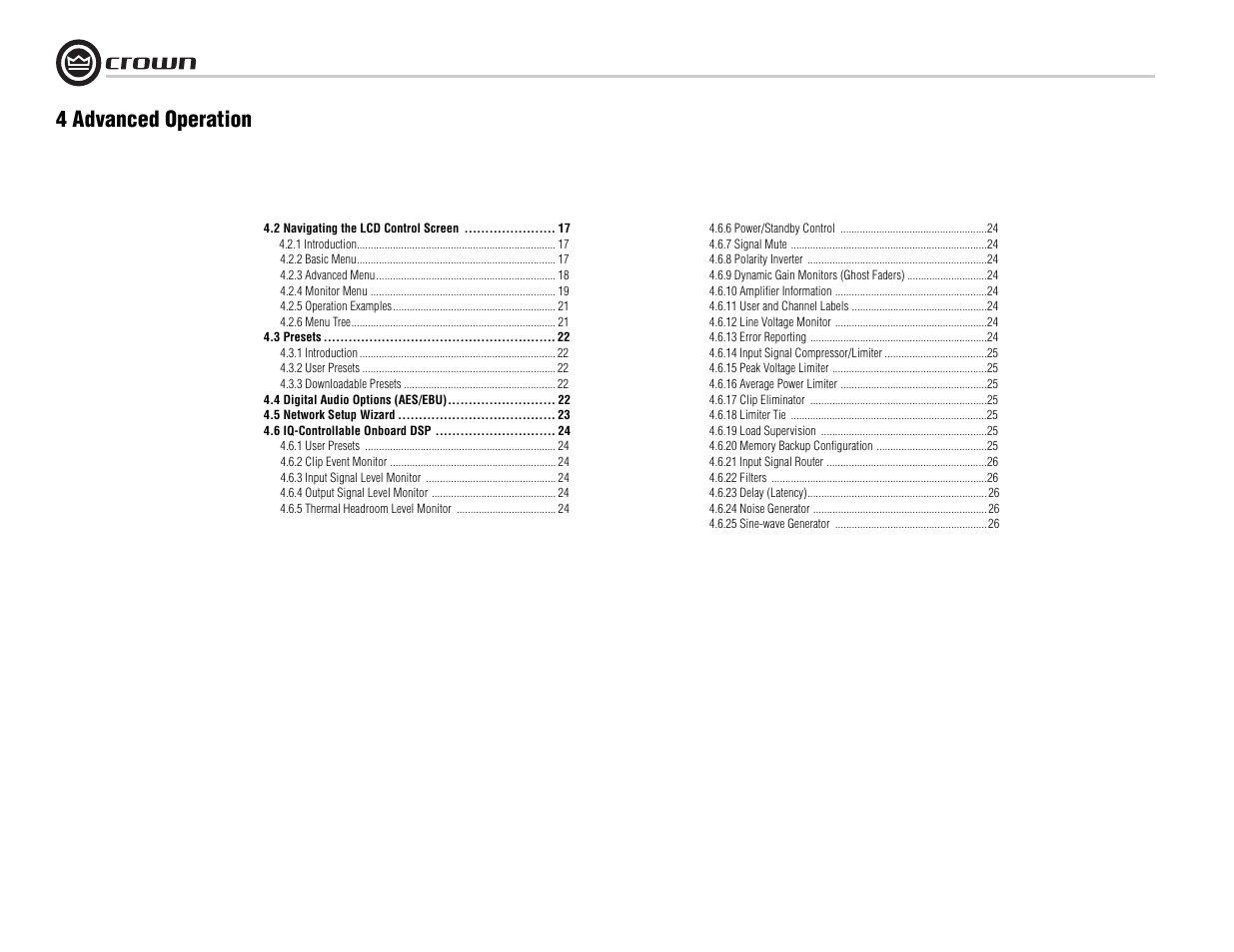 4 advanced operation | Crown Audio I-Tech I-T8000 User Manual | Page 16 / 48