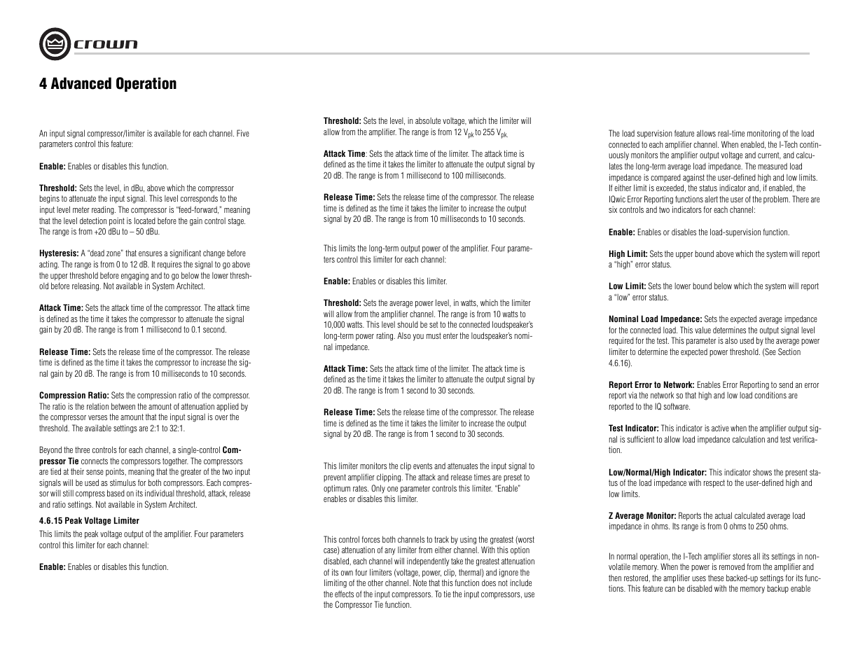 4 advanced operation | Crown Audio I-Tech I-T8000 User Manual | Page 26 / 48