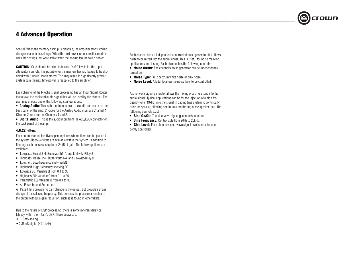 4 advanced operation | Crown Audio I-Tech I-T8000 User Manual | Page 27 / 48