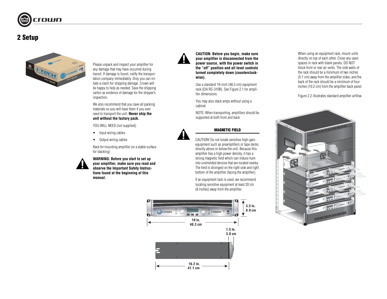 2 setup | Crown Audio I-Tech I-T8000 User Manual | Page 8 / 48