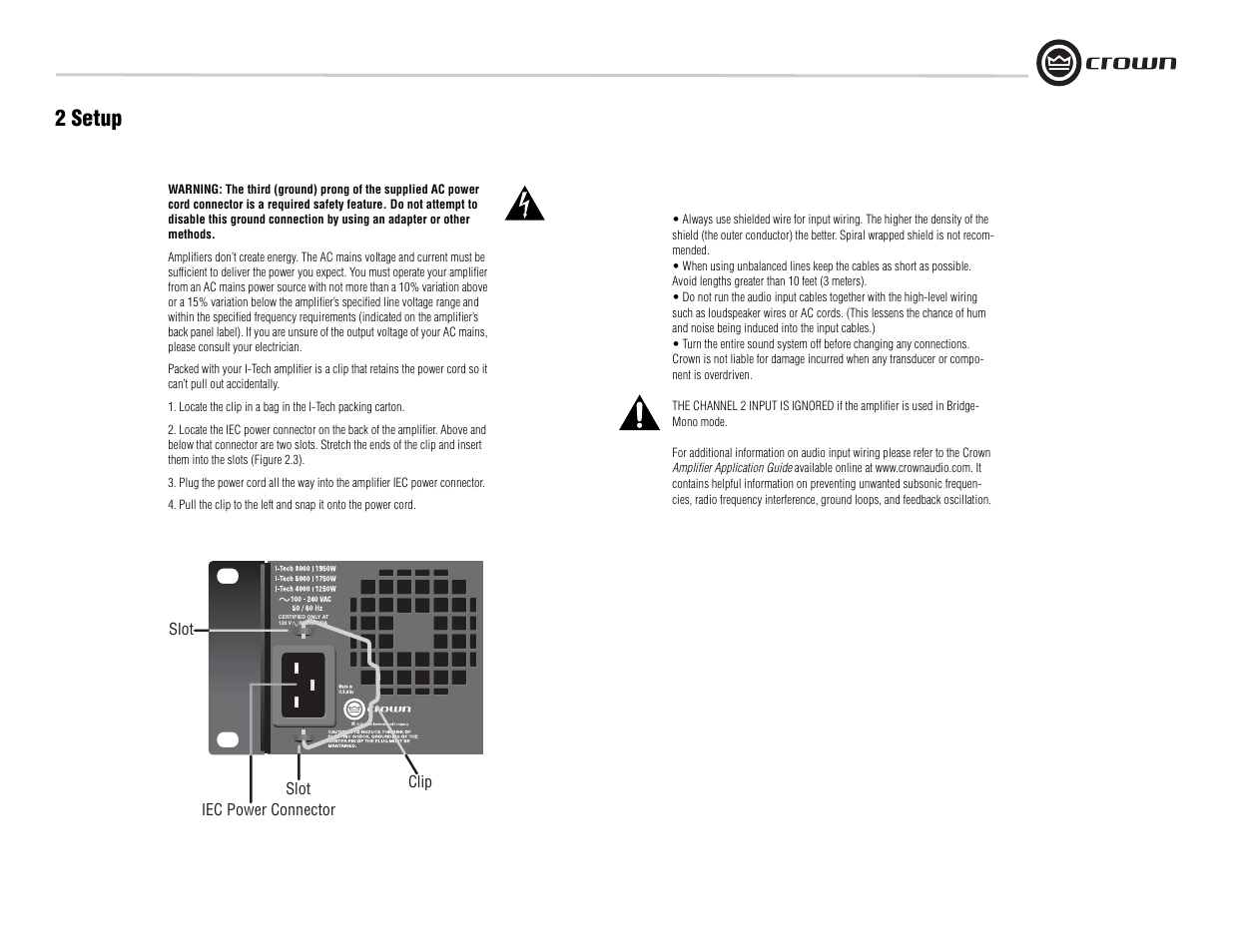 2 setup | Crown Audio I-Tech I-T8000 User Manual | Page 9 / 48