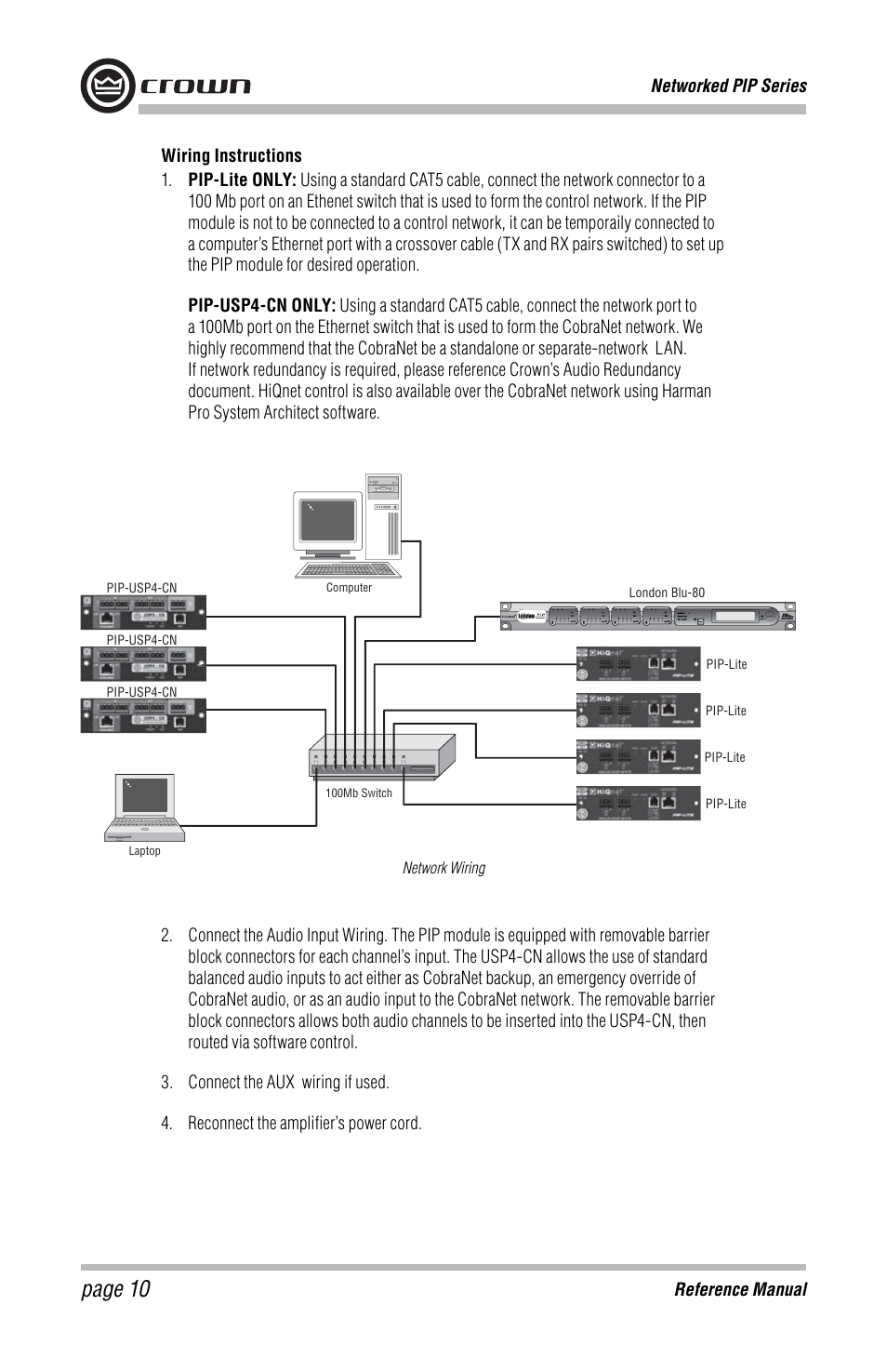 Page 10 | Crown Audio PIP-USP4 Module User Manual | Page 10 / 16