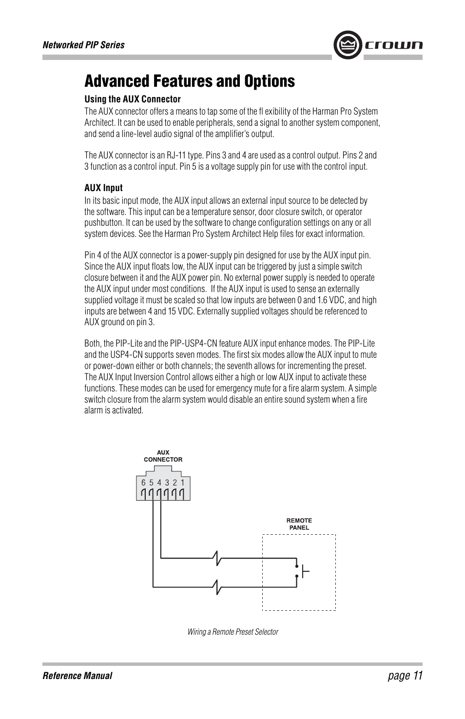 Advanced features and options | Crown Audio PIP-USP4 Module User Manual | Page 11 / 16