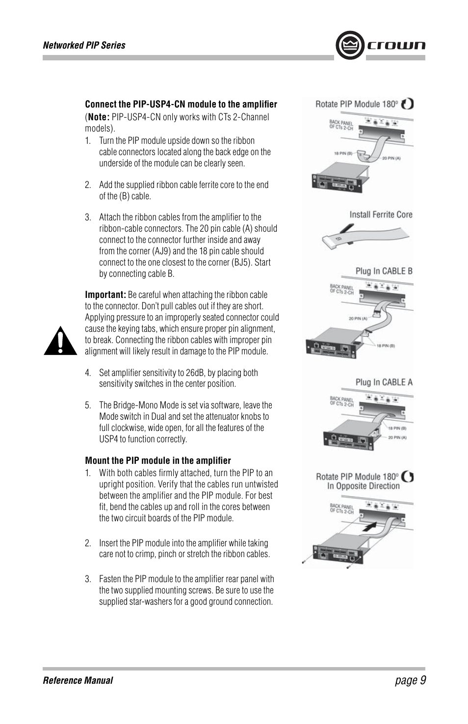Page 9 | Crown Audio PIP-USP4 Module User Manual | Page 9 / 16