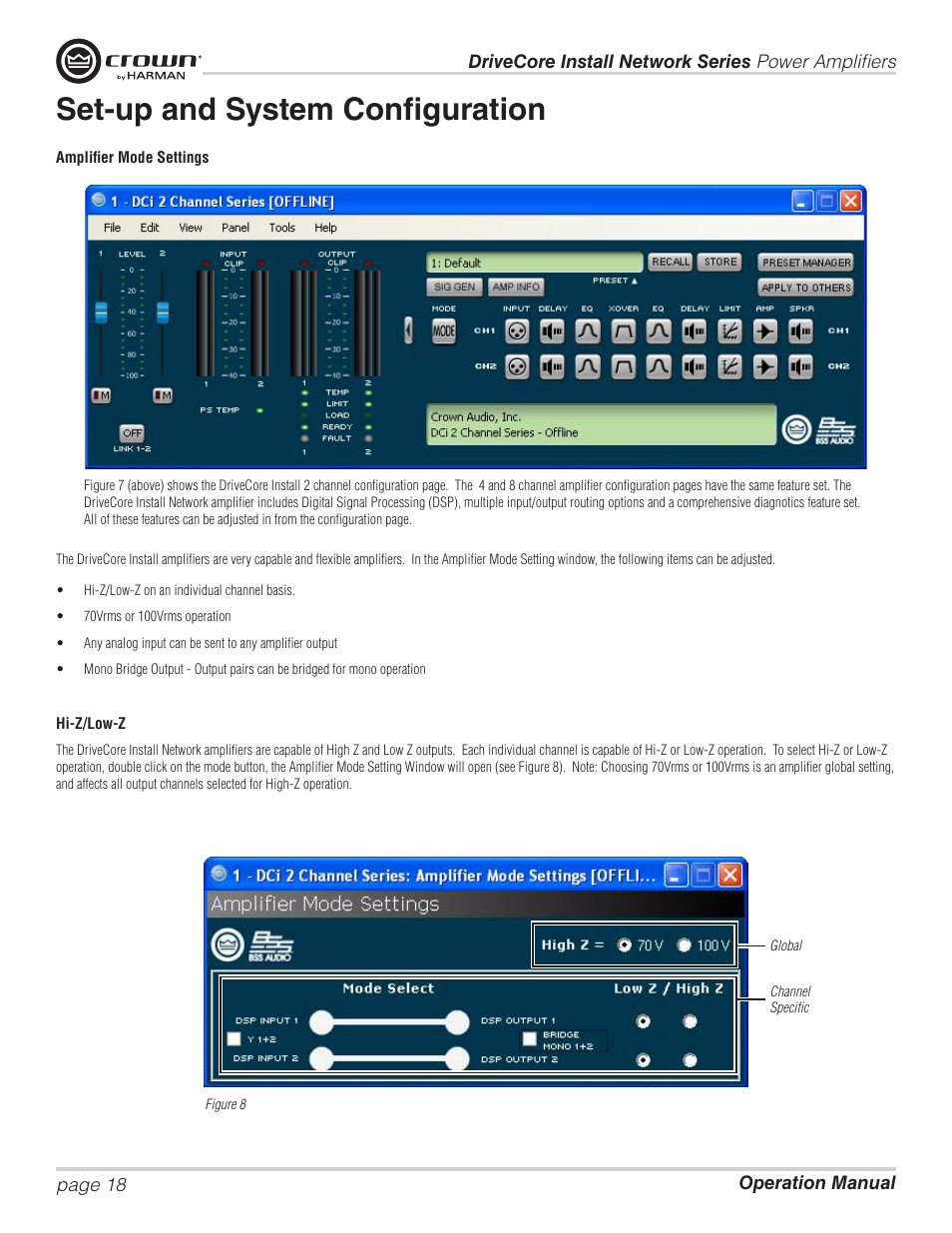 Set-up and system configuration | Crown Audio DCi Series – Network Input Models User Manual | Page 18 / 66
