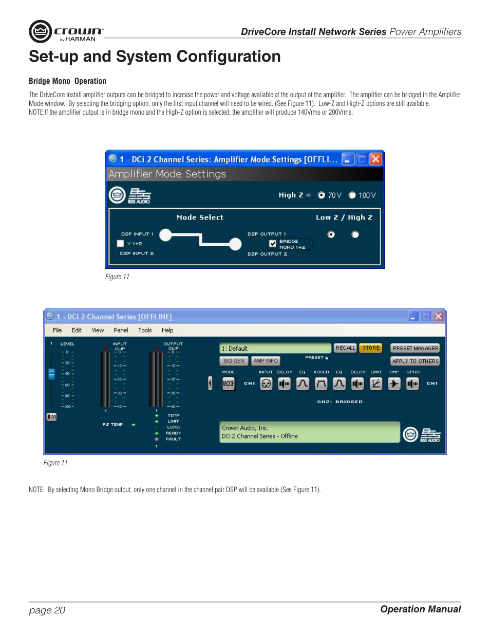Set-up and system configuration | Crown Audio DCi Series – Network Input Models User Manual | Page 20 / 66