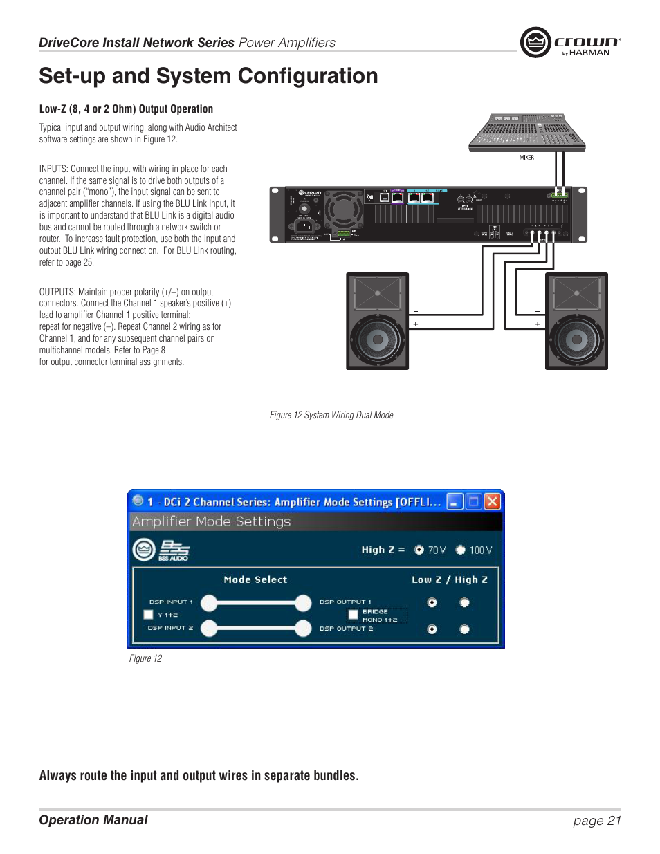 Set-up and system configuration | Crown Audio DCi Series – Network Input Models User Manual | Page 21 / 66