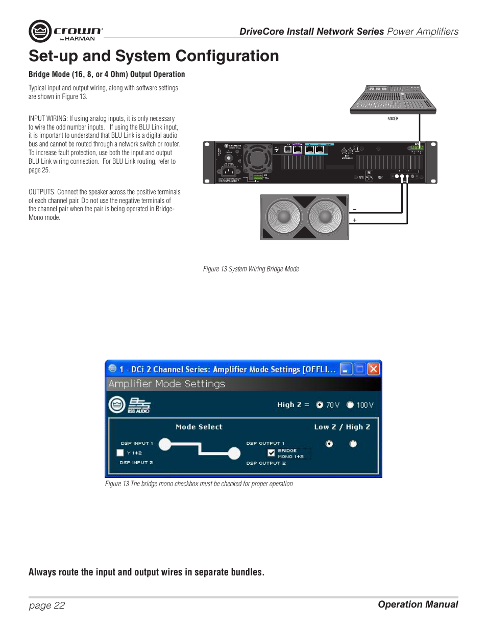 Set-up and system configuration | Crown Audio DCi Series – Network Input Models User Manual | Page 22 / 66