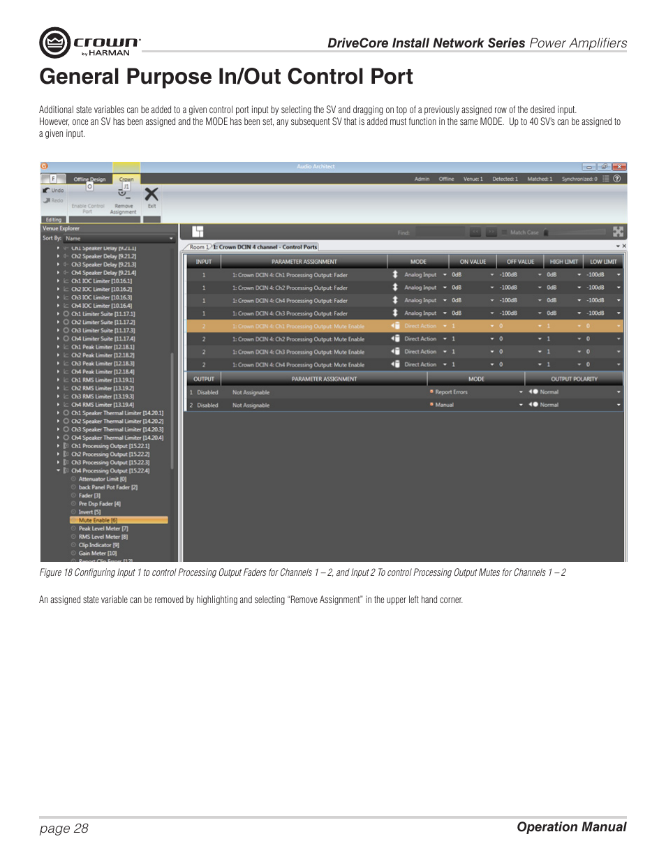General purpose in/out control port | Crown Audio DCi Series – Network Input Models User Manual | Page 28 / 66