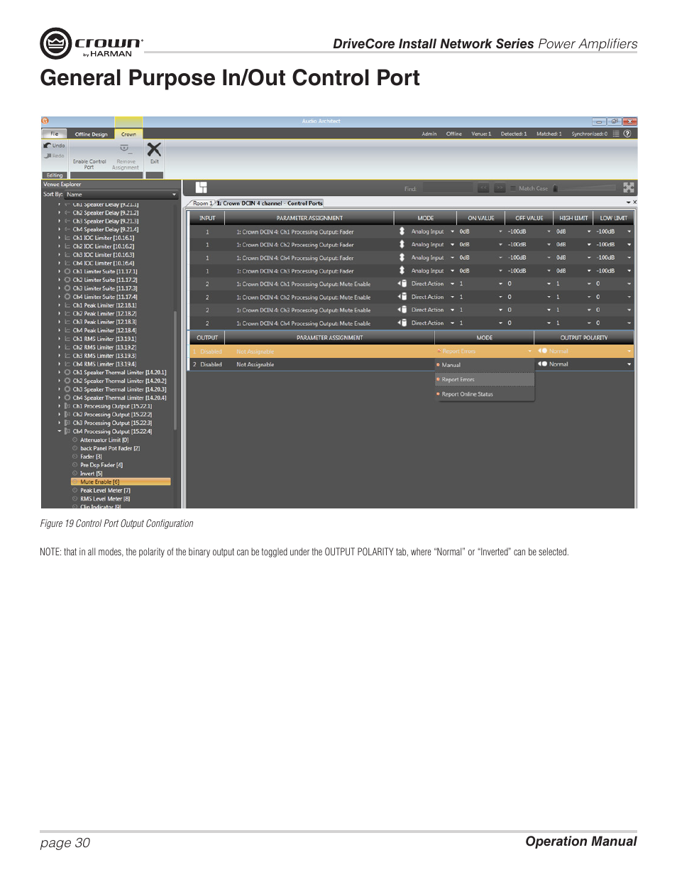 General purpose in/out control port | Crown Audio DCi Series – Network Input Models User Manual | Page 30 / 66