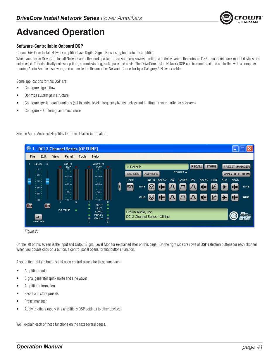 Advanced operation | Crown Audio DCi Series – Network Input Models User Manual | Page 41 / 66