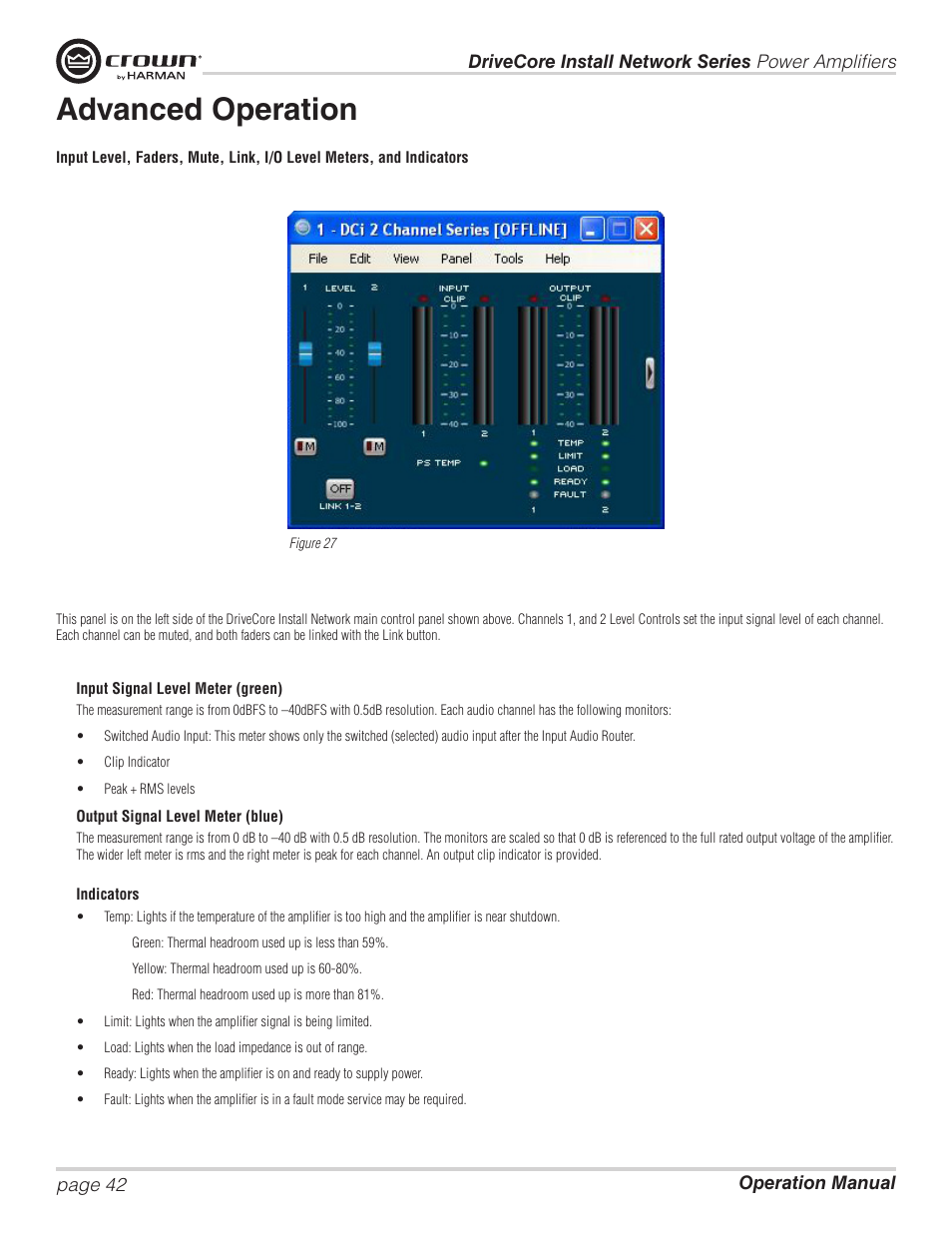 Advanced operation | Crown Audio DCi Series – Network Input Models User Manual | Page 42 / 66