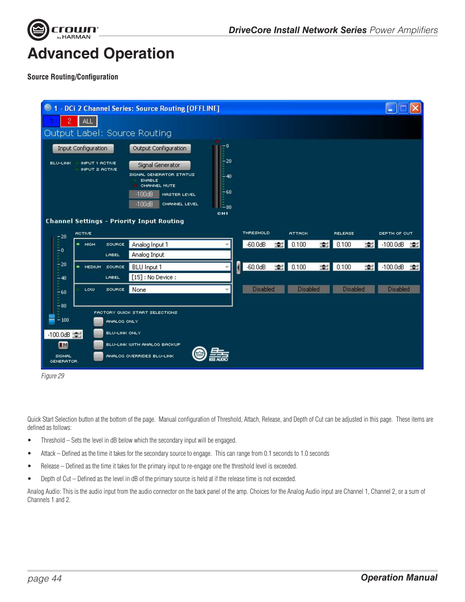Advanced operation | Crown Audio DCi Series – Network Input Models User Manual | Page 44 / 66