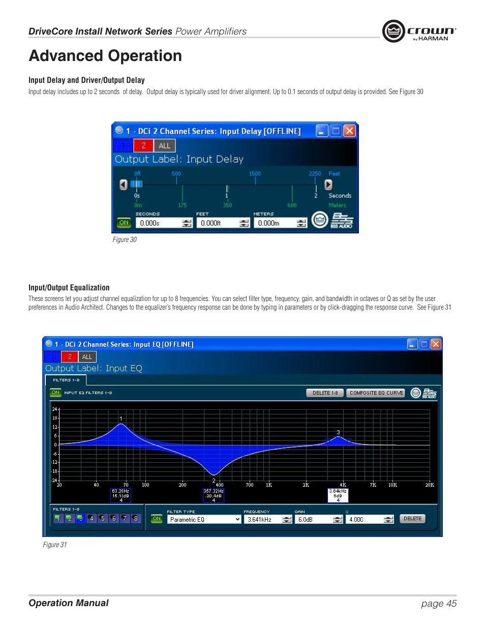 Advanced operation | Crown Audio DCi Series – Network Input Models User Manual | Page 45 / 66