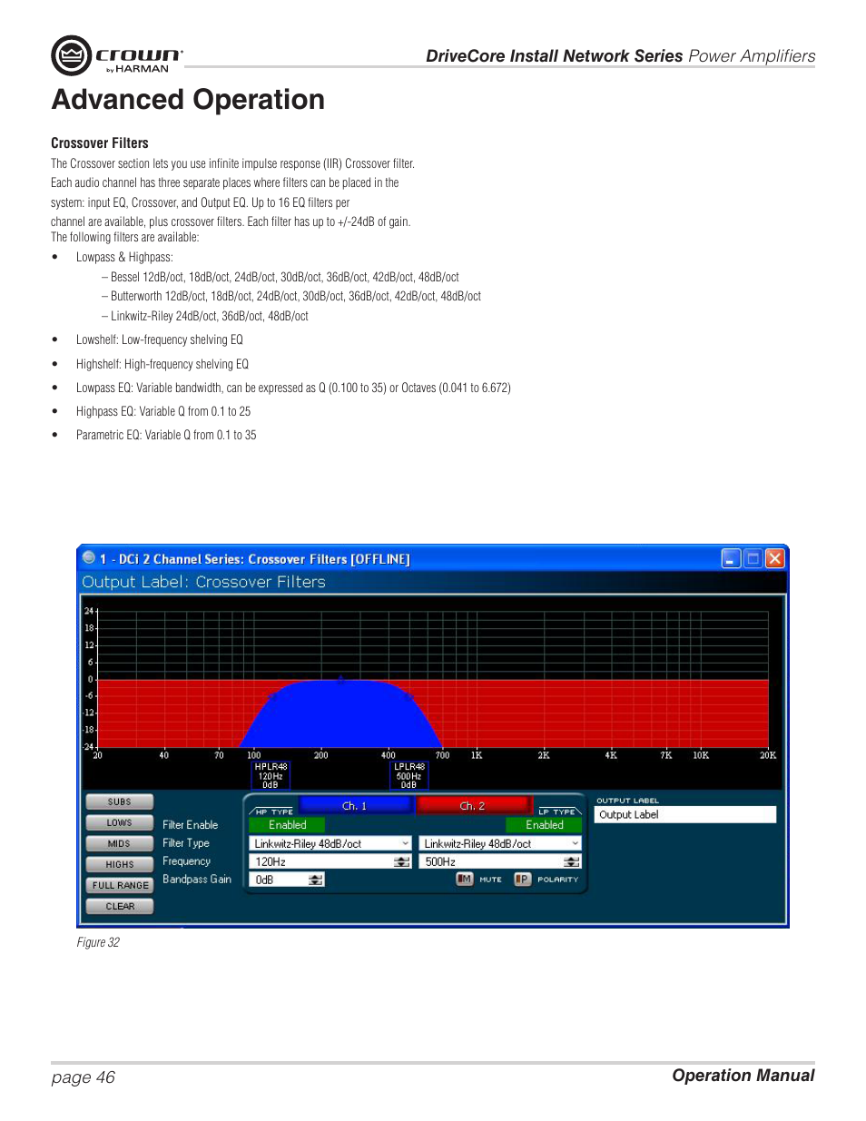 Advanced operation | Crown Audio DCi Series – Network Input Models User Manual | Page 46 / 66