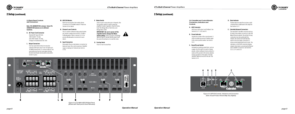 2 setup, Continued), Ab c d e | Crown Audio CTs Series (Multi-Channel USP_CN) User Manual | Page 5 / 23