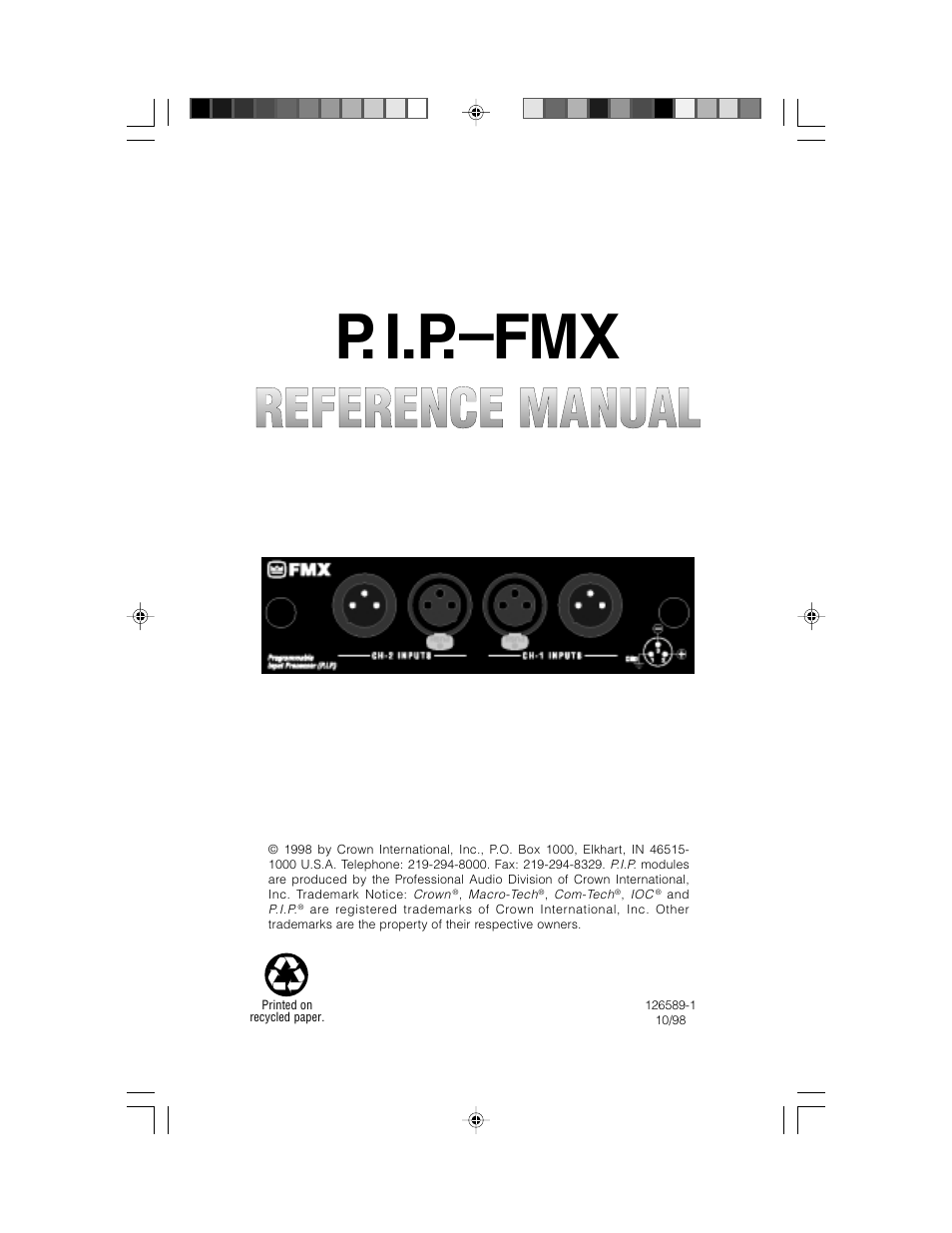 Crown Audio P.I.P.-FMXT User Manual | 4 pages