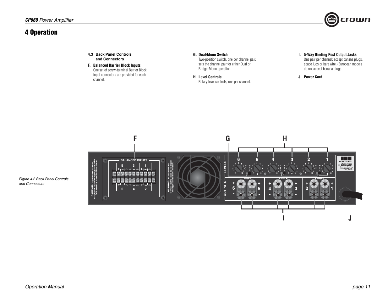 4 operation | Crown Audio CP660 User Manual | Page 11 / 20