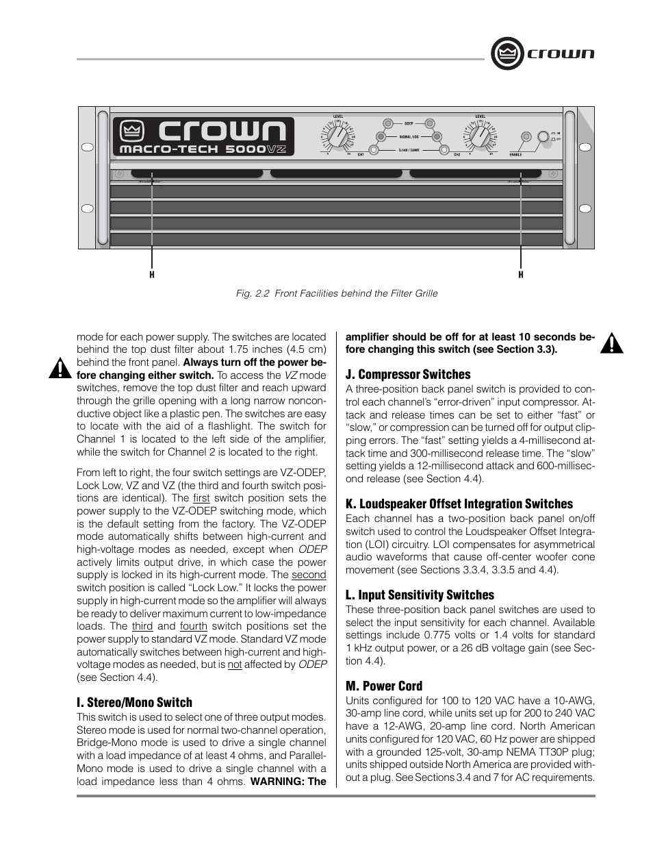 Crown Audio Macro-Tech MA-5000VZ User Manual | Page 10 / 43