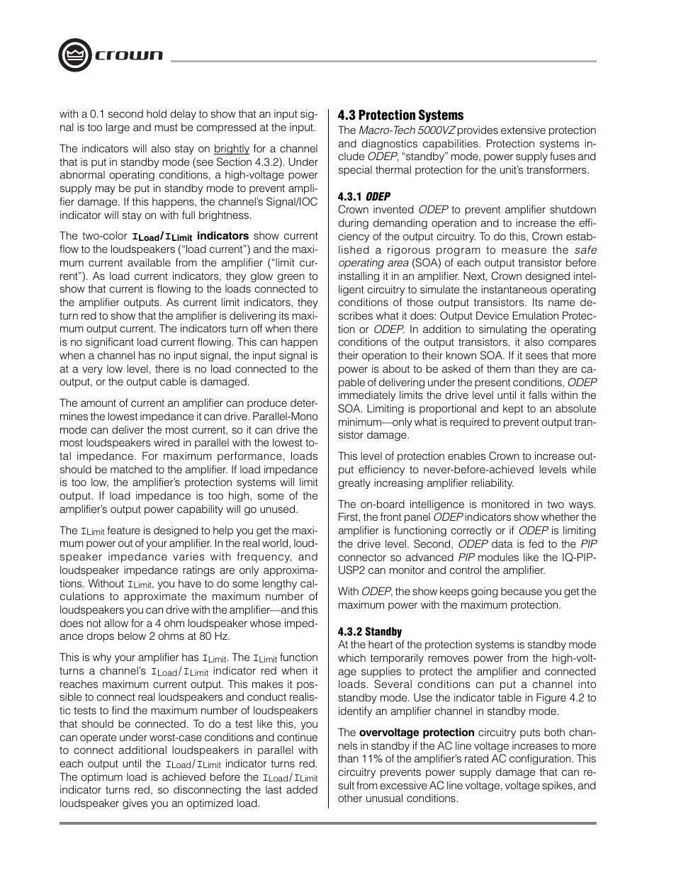 3 protection systems | Crown Audio Macro-Tech MA-5000VZ User Manual | Page 23 / 43