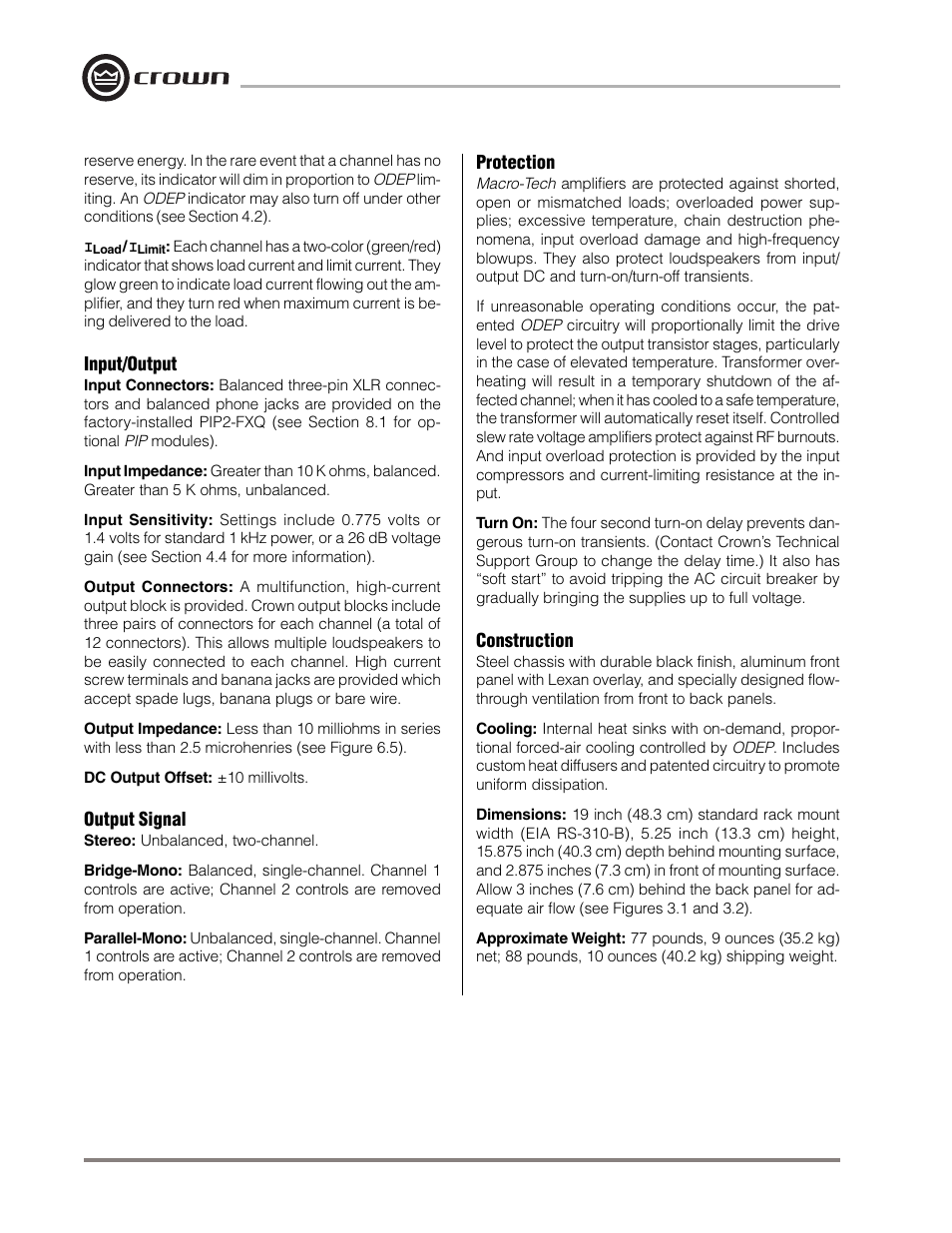 Crown Audio Macro-Tech MA-5000VZ User Manual | Page 33 / 43
