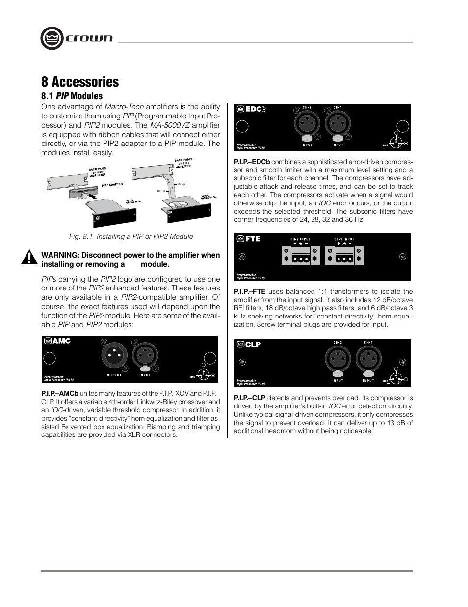 8 accessories | Crown Audio Macro-Tech MA-5000VZ User Manual | Page 39 / 43