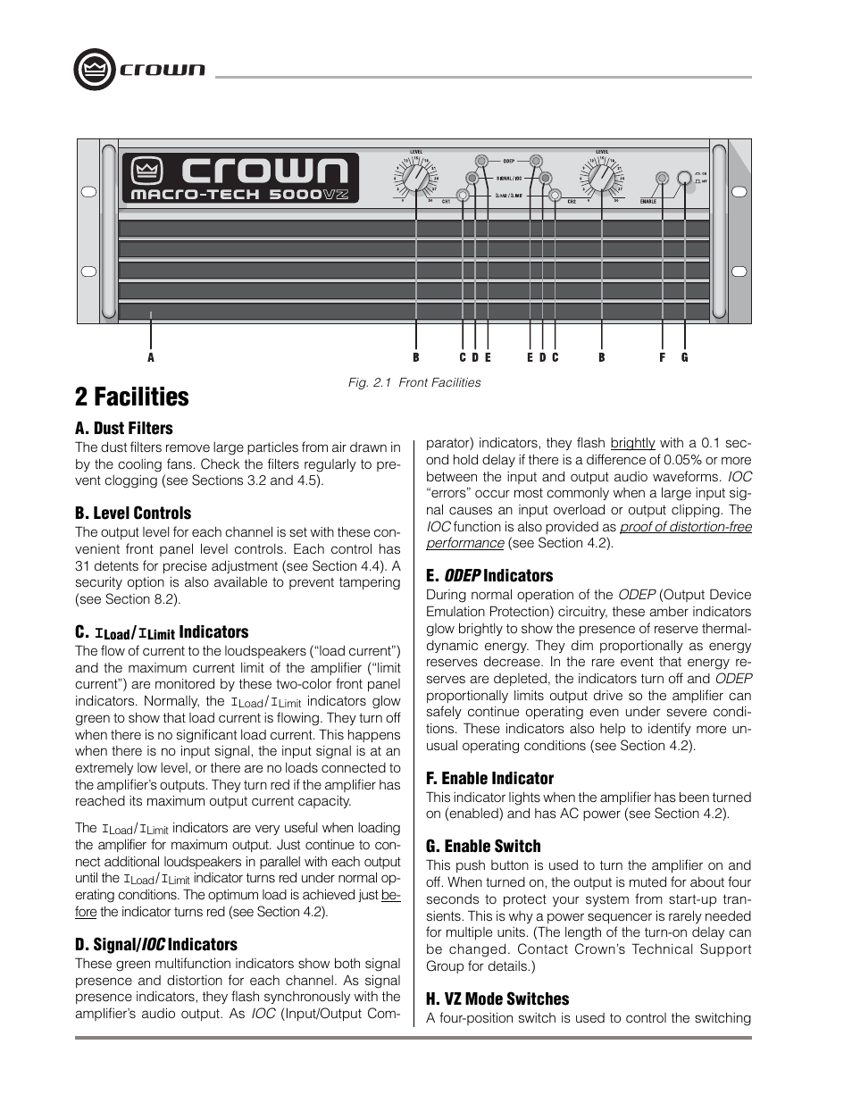 2 facilities | Crown Audio Macro-Tech MA-5000VZ User Manual | Page 9 / 43