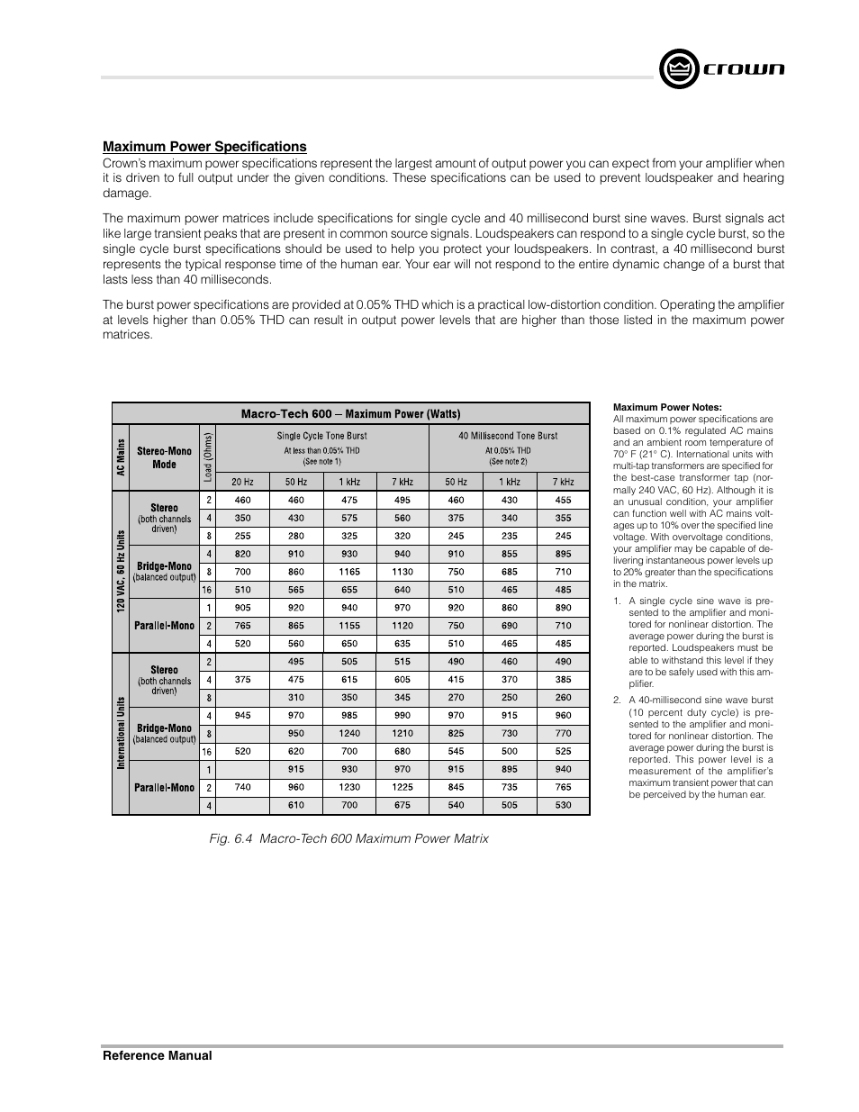 Crown Audio Macro-Tech Series (600, 1200 & 2400) User Manual | Page 31 / 42