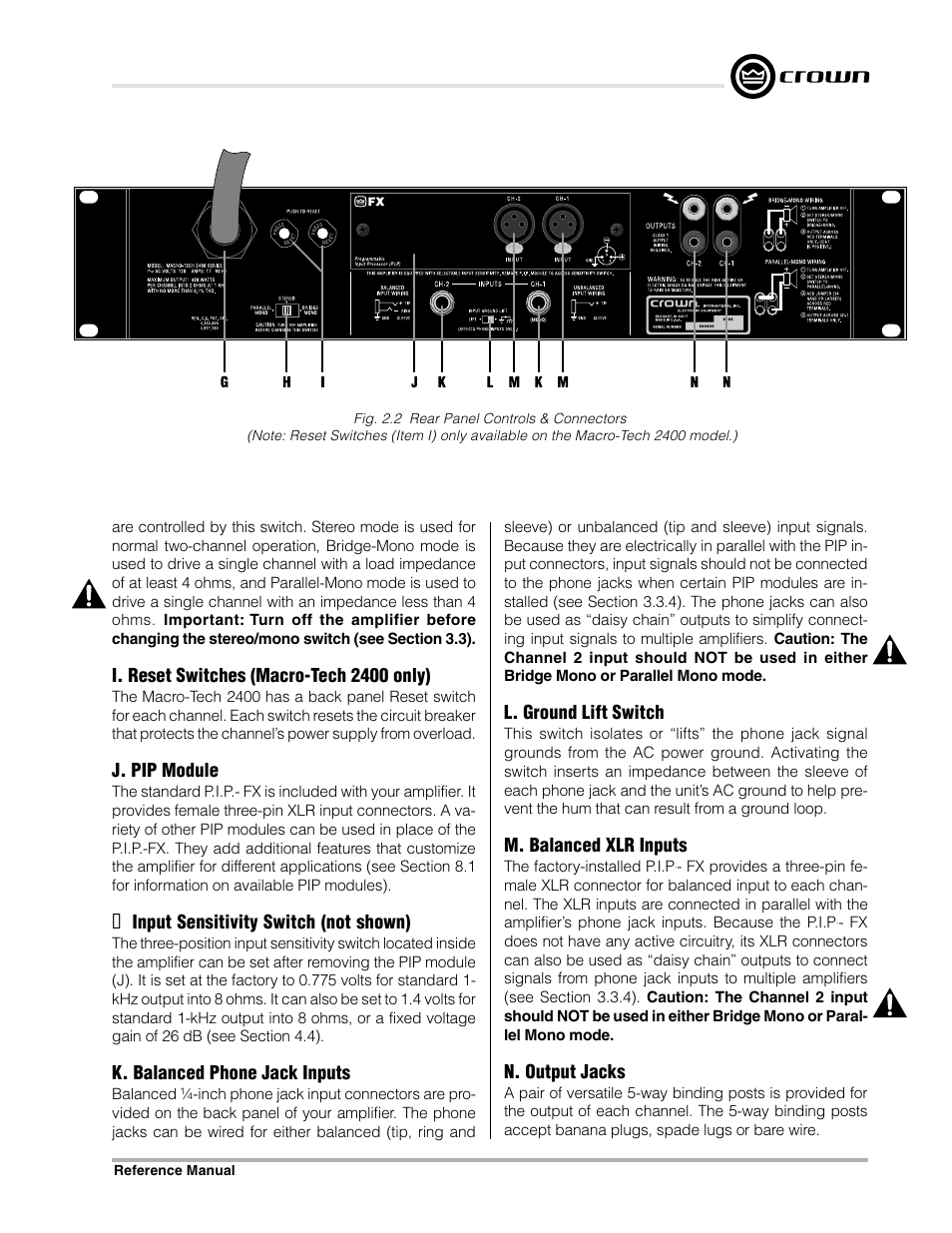 Crown Audio Macro-Tech Series (600, 1200 & 2400) User Manual | Page 9 / 42