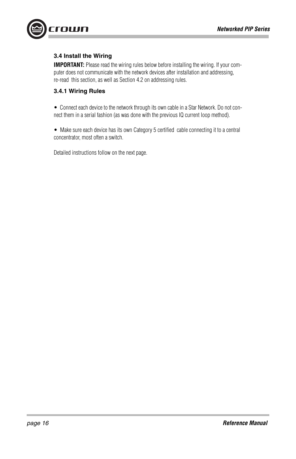 Crown Audio PIP-Lite Module User Manual | Page 16 / 68