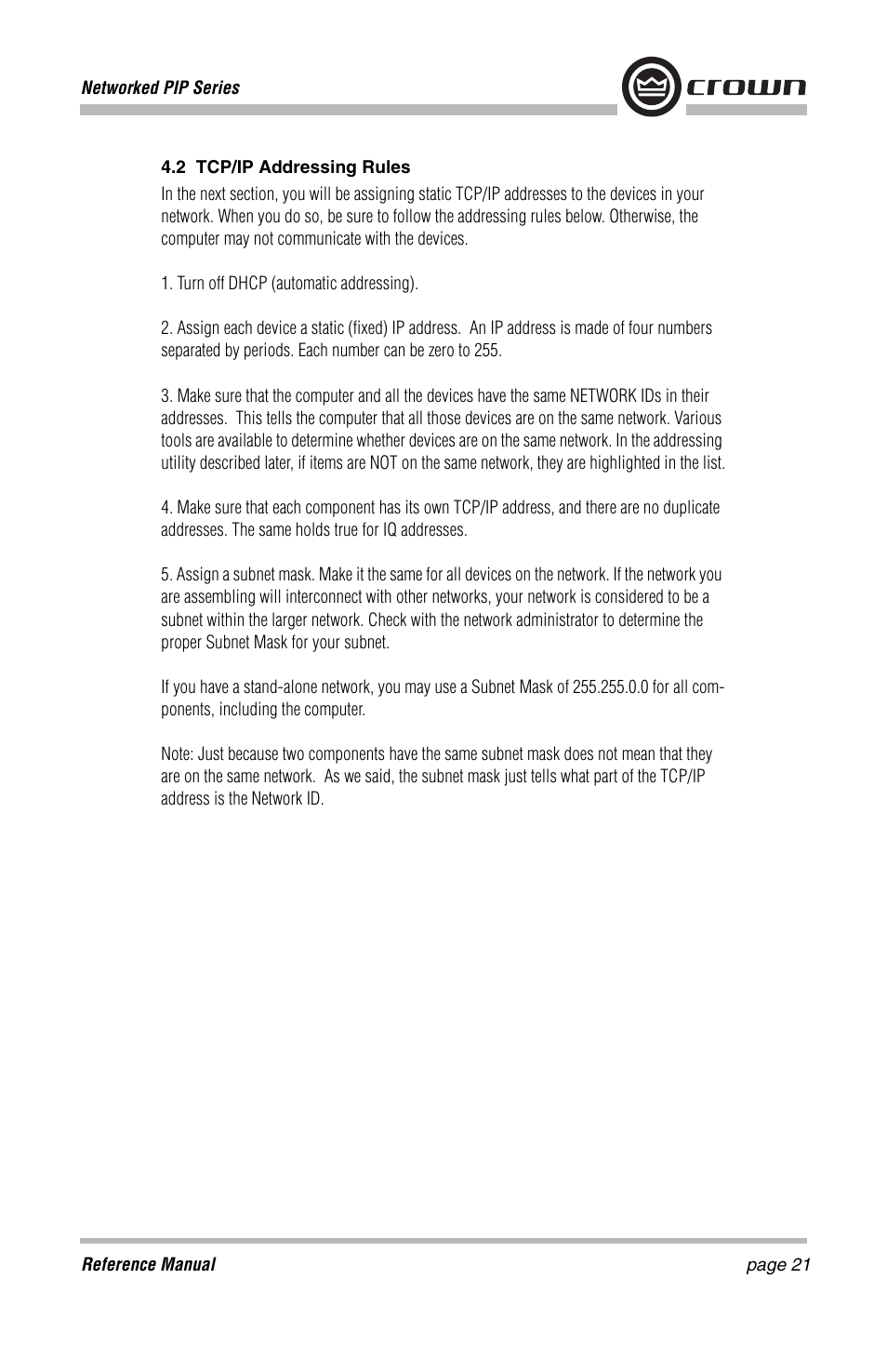 Crown Audio PIP-Lite Module User Manual | Page 21 / 68