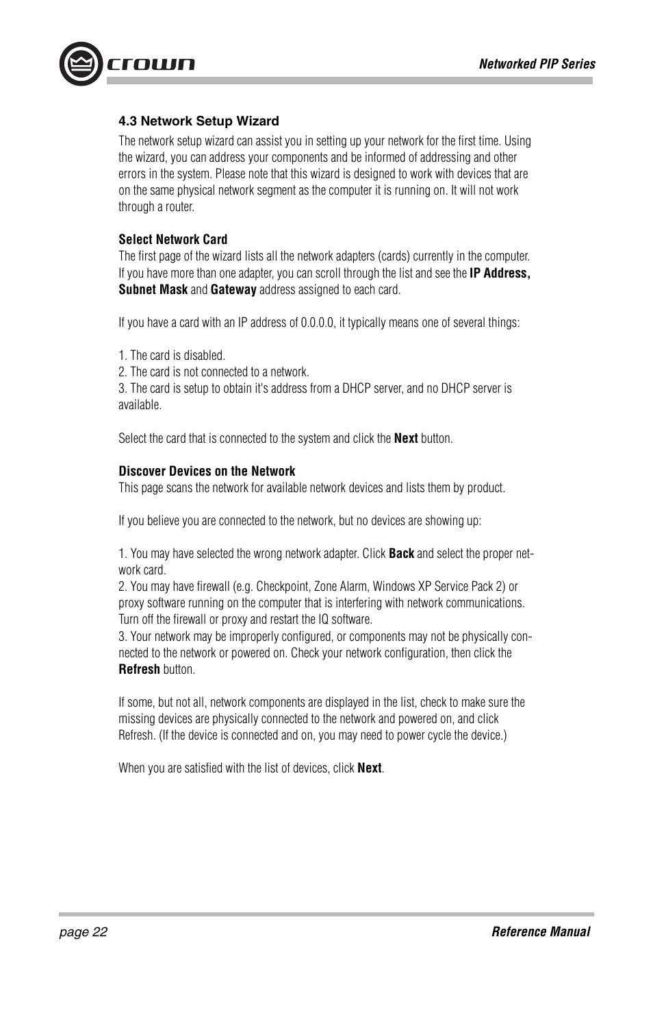 Crown Audio PIP-Lite Module User Manual | Page 22 / 68