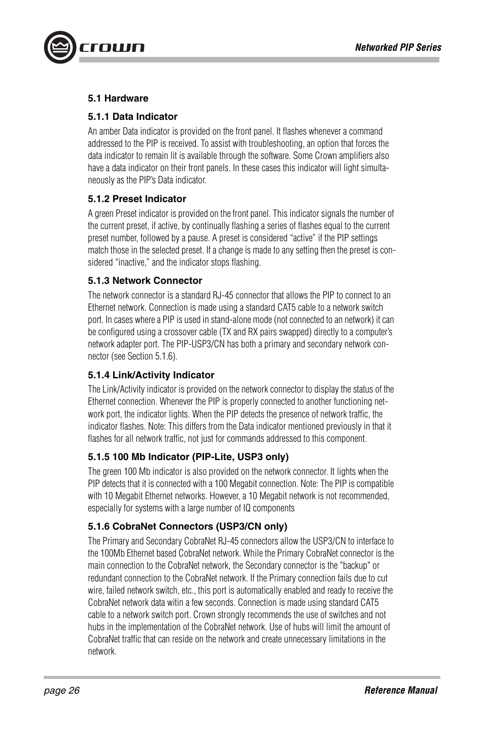 Crown Audio PIP-Lite Module User Manual | Page 26 / 68