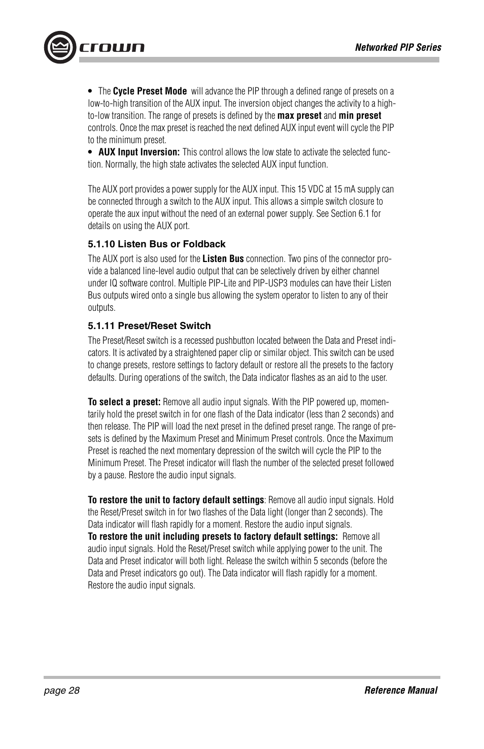 Crown Audio PIP-Lite Module User Manual | Page 28 / 68