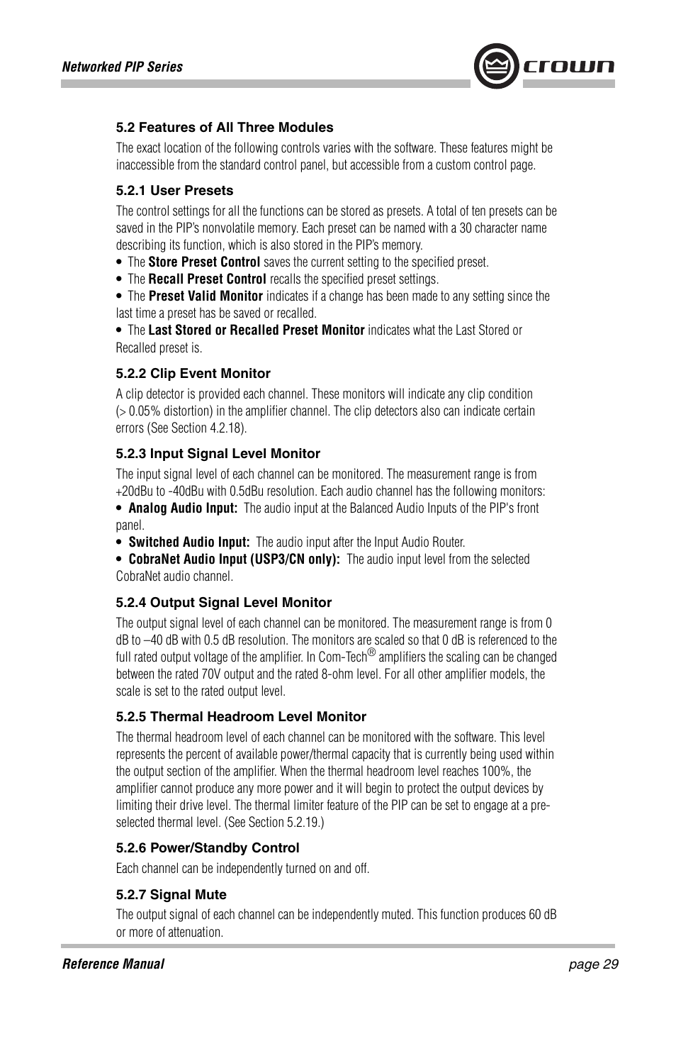 Crown Audio PIP-Lite Module User Manual | Page 29 / 68