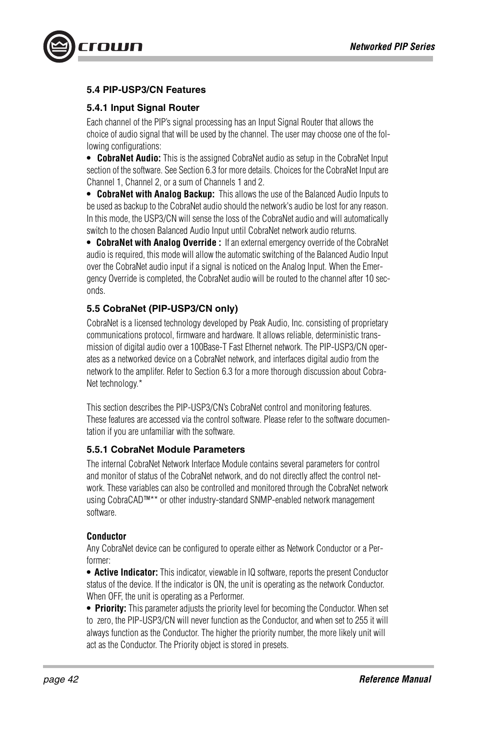 Crown Audio PIP-Lite Module User Manual | Page 42 / 68