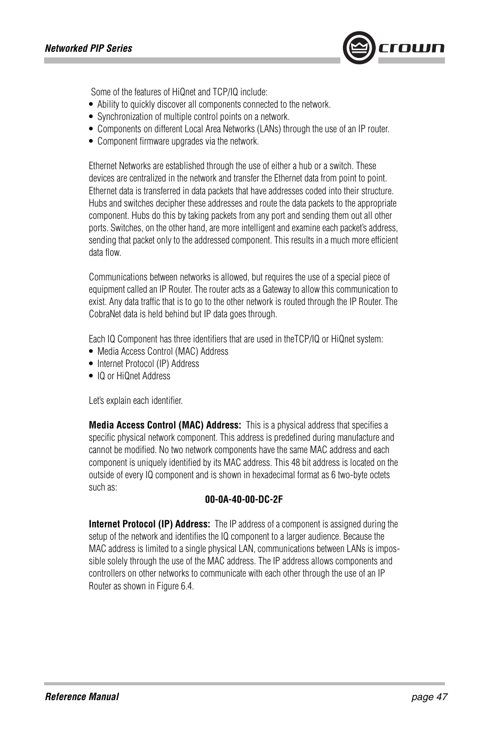 Crown Audio PIP-Lite Module User Manual | Page 47 / 68