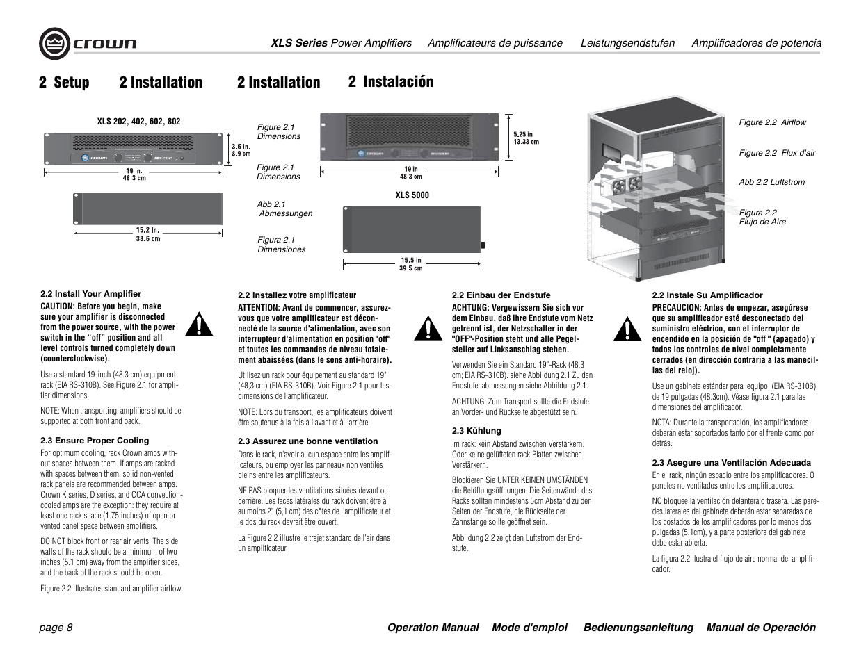 Crown Audio XLS Series User Manual | Page 8 / 40