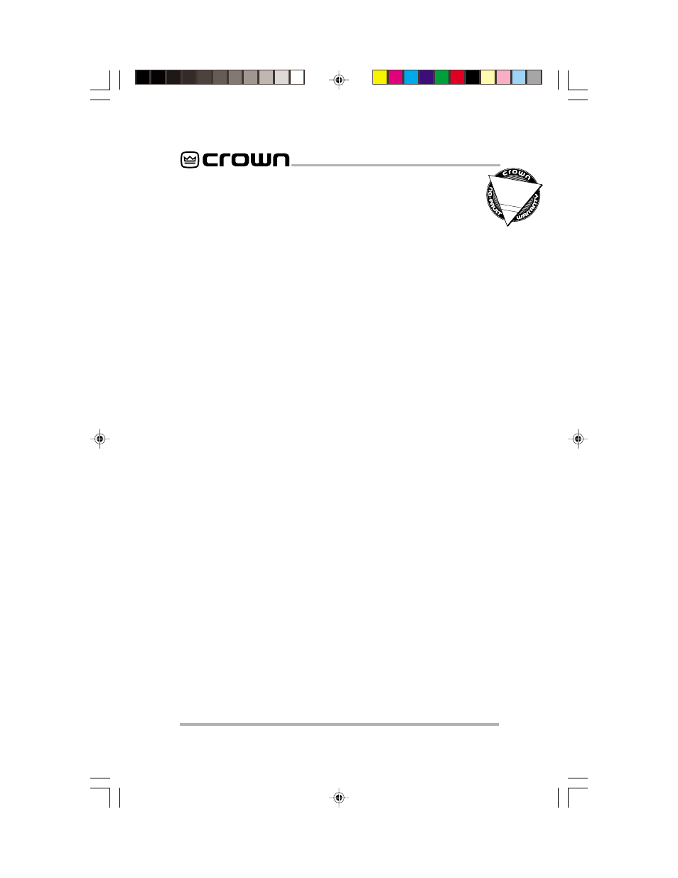 Three year full w arranty, Worldwide | Crown Audio RSVP User Manual | Page 18 / 19