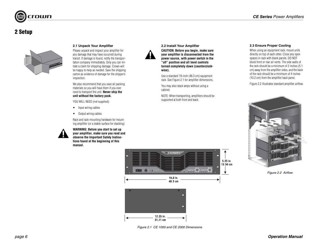 2 setup | Crown Audio CE 1000 & 2000 User Manual | Page 6 / 28